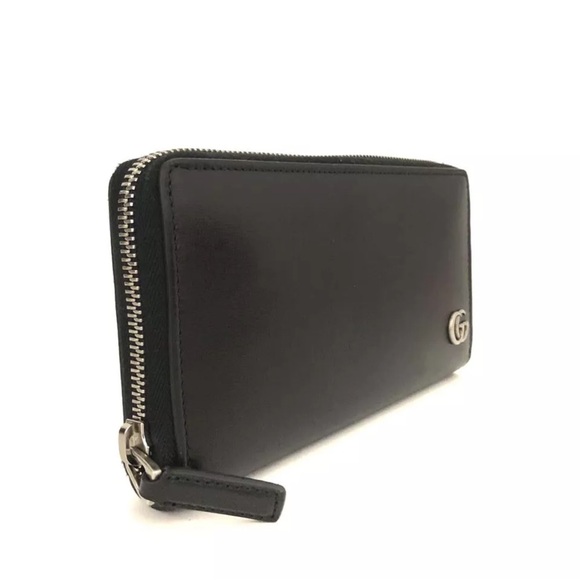 AUTH GUCCI GG Marmont Leather Zip Around Long Wallet Black - Picture 2 of 8